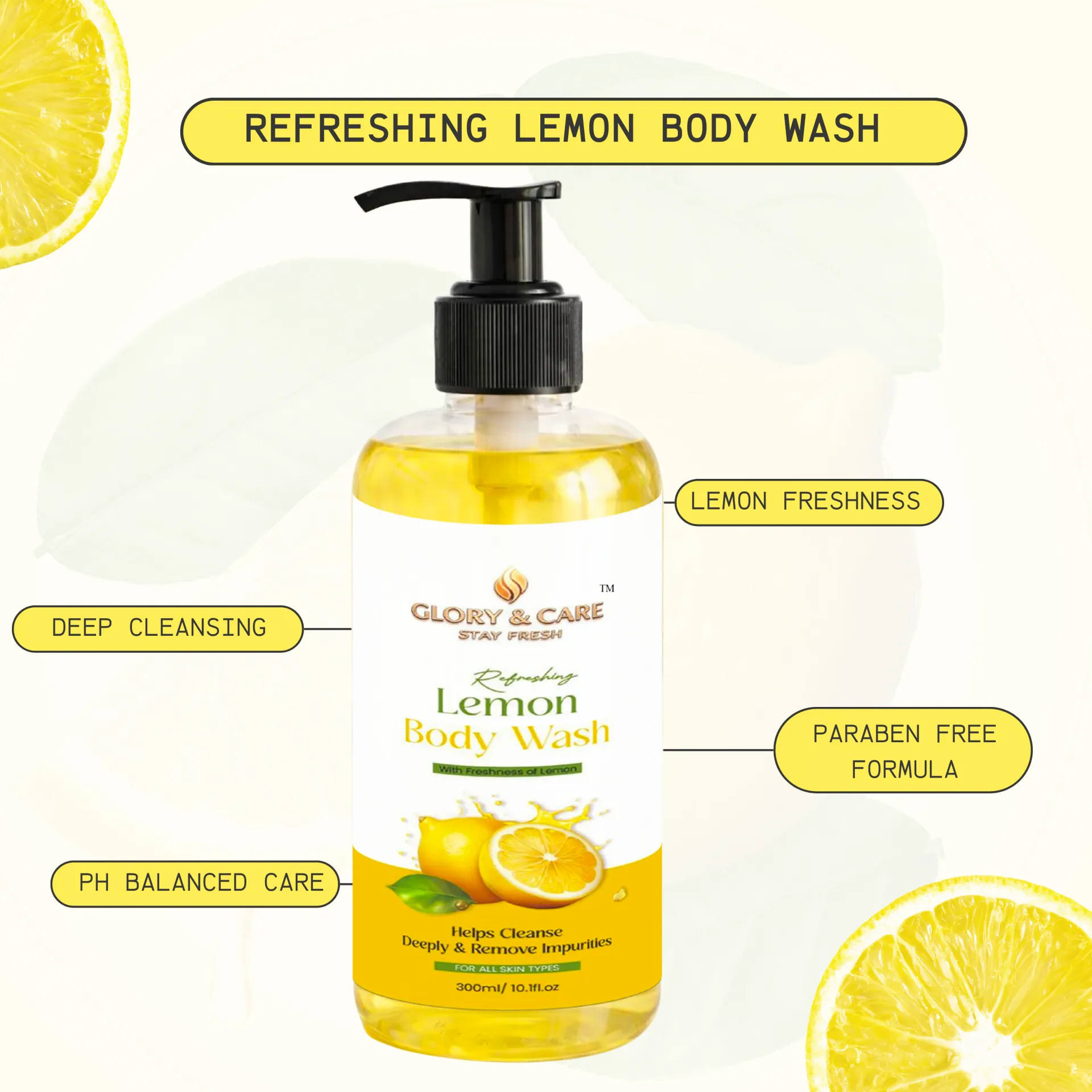 Glory & Care Vitamin C Face Wash + Lemon Body Wash Combo (Buy 2 Get 1 Free – Includes Free Body Mist) - Image 3